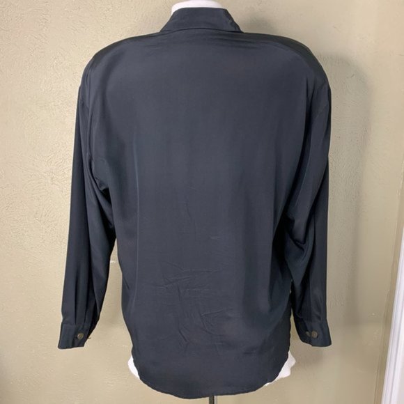 Eleanor P Brenner Silk Button Down Shirt Black M - Picture 4 of 8